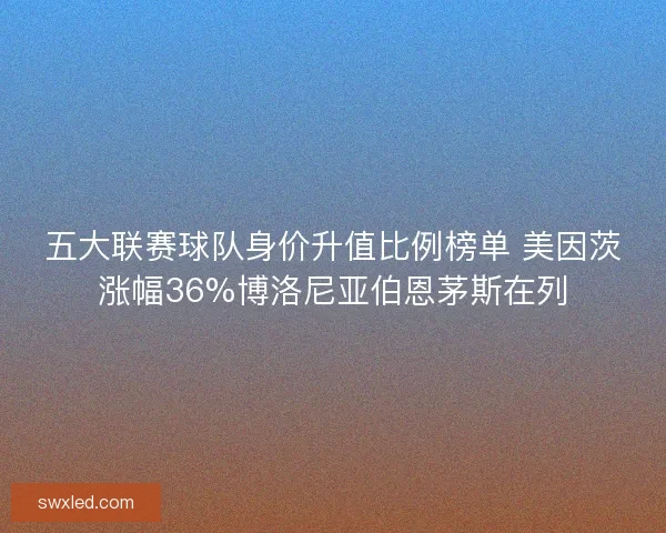 五大联赛球队身价升值比例榜单 美因茨涨幅36%博洛尼亚伯恩茅斯在列 五大联赛球队身价升值比例榜单 美因茨涨幅36%博洛尼亚伯恩茅斯在列