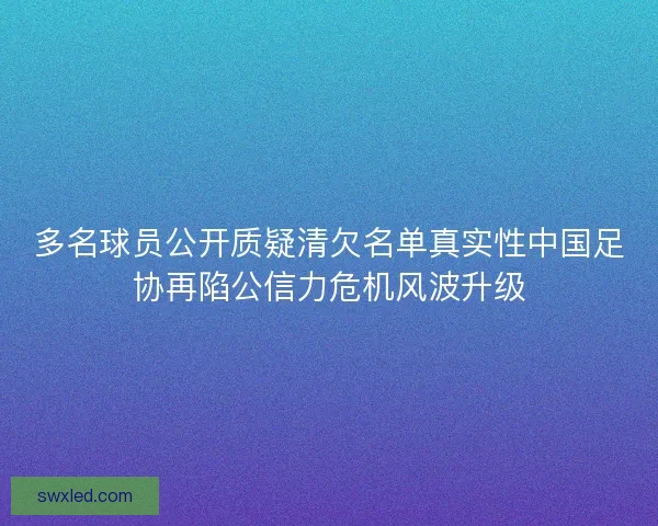 多名球员公开质疑清欠名单真实性中国足协再陷公信力危机风波升级